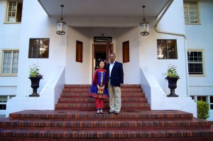 Dr Rahman and Soniya from Good News India, in front the the Girls Dorm at Canyonville Christian Academy in Canyonville, Oregon. CCA is one of the Top International Boarding Schools in the United States