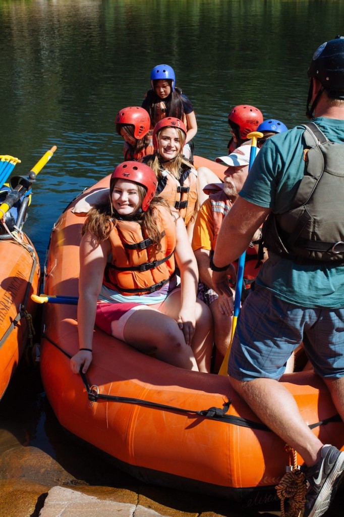 group of girls, boarding school,  having fun on the annual ice breaker event, rogue river