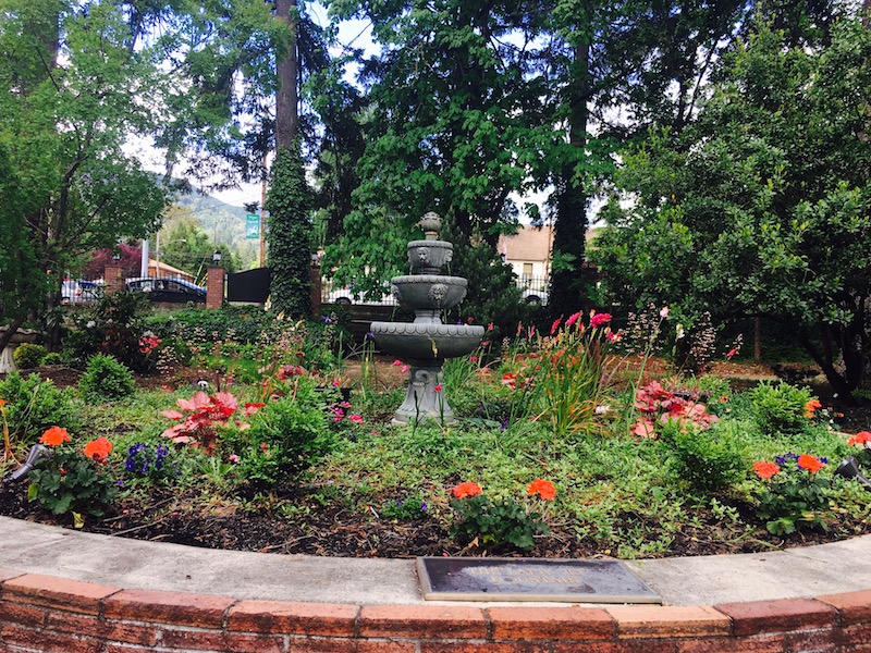 Lady R fountain in front of girls dorm Hinn Hall