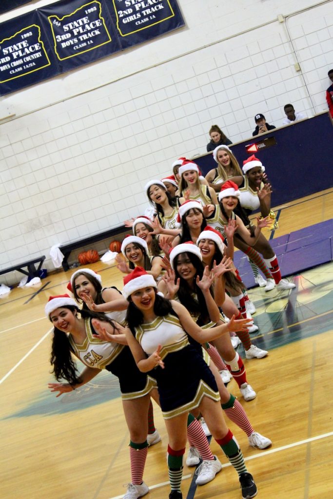 Cheerleaders at college preparatory, christian boarding high school
