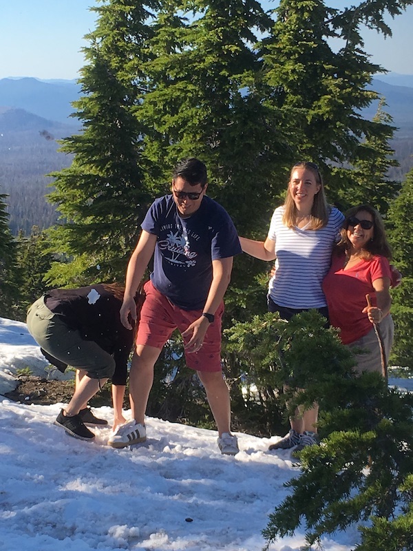 Crater Lake, snowball fight in July, with Greeneway Church volunteers, in southern Oregon