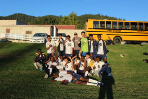 The Canyonville Academy boy's soccer team poses for a photo.